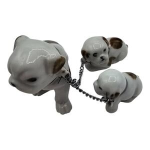 Boston Terrier Mom Puppy Figurines Collectible Boston Terrier Figurine w/ Leash